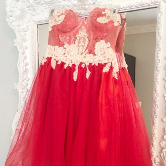 HUGE SALE Pixie RED w/ Lace PARTY Dress - Picture 2 of 7